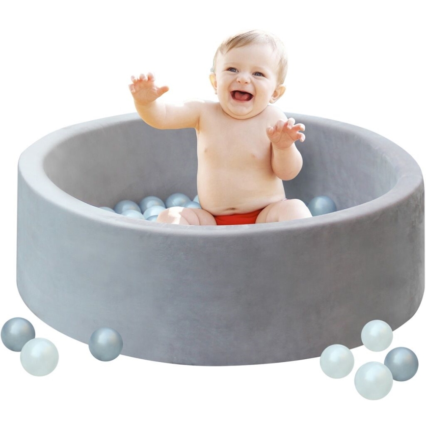 2Kids Toys - Piscina seca infantil con bolas, 90 cm de diámetro, gris