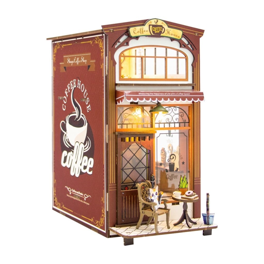 2Kids Toys - Rompecabezas 3D LED Sujetalibros Cafetería 2xAAA