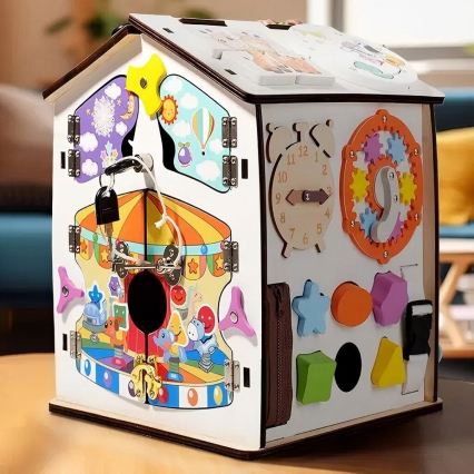 2Kids Toys - Tablero de actividades en forma de casita, blanco