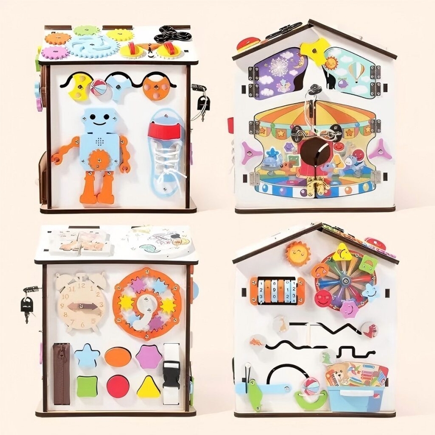 2Kids Toys - Tablero de actividades en forma de casita, blanco