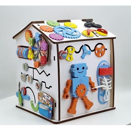 2Kids Toys - Tablero de actividades en forma de casita, blanco