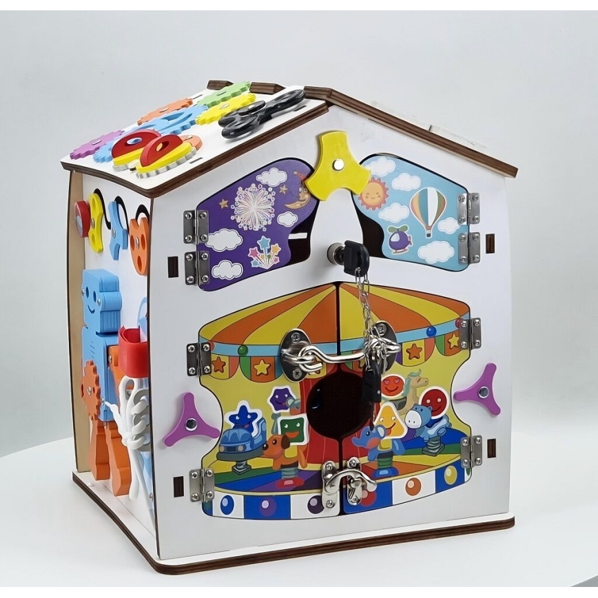 2Kids Toys - Tablero de actividades en forma de casita, blanco