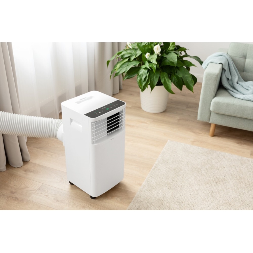 Sencor - Acondicionador de aire móvil con pantalla LCD 3en1 930W/230V 7000 BTU Wi-Fi blanco + mando a distancia