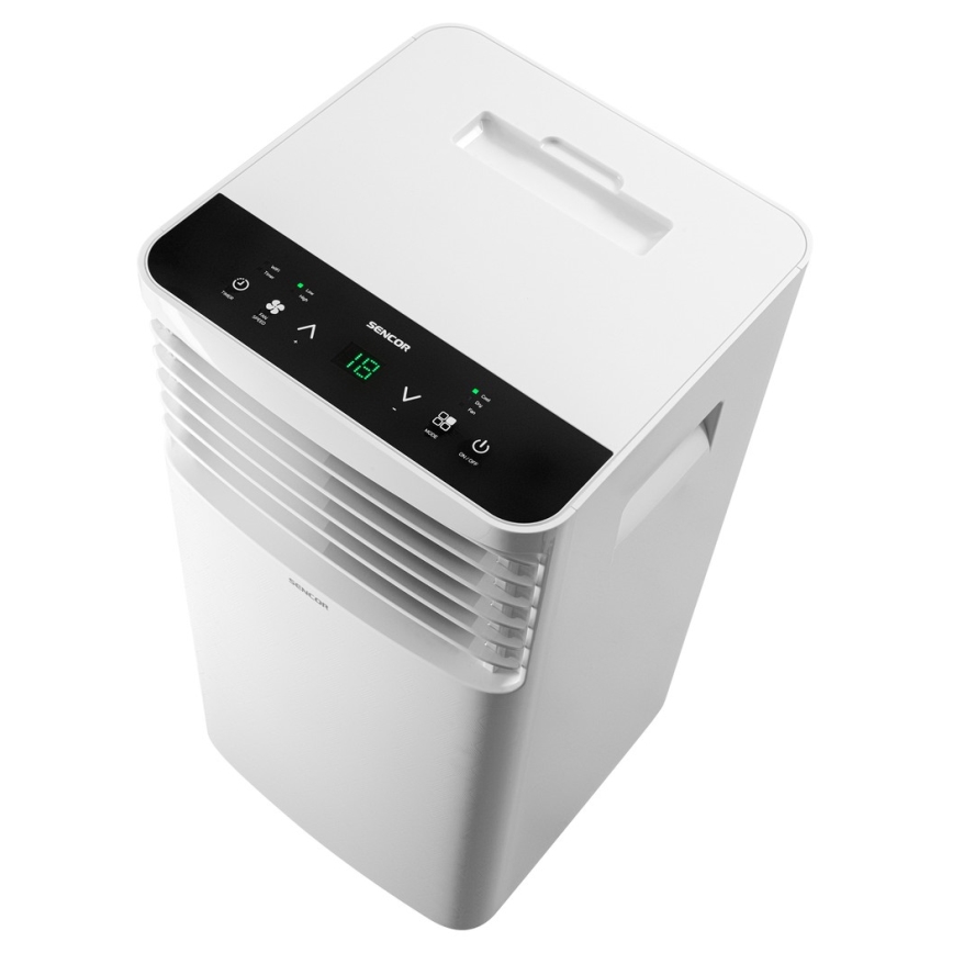 Sencor - Acondicionador de aire móvil con pantalla LCD 3en1 930W/230V 7000 BTU Wi-Fi blanco + mando a distancia