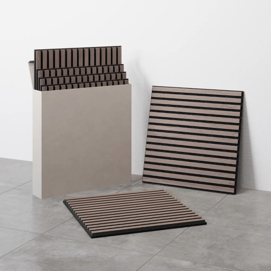 ADA Pack de 4 paneles acústicos de revestimiento DANVIKEN 60x60 cm nogal