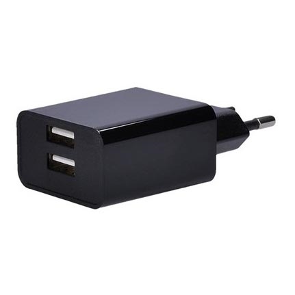 Adaptador de carga 2xUSB/3100mA/230V negro
