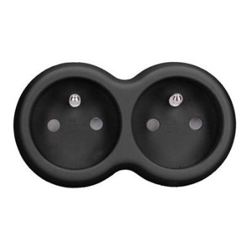 Adaptador de enchufe 2x 10 A, negro