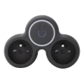 Adaptador de enchufe con interruptor, 2x 10 A, negro
