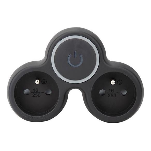Adaptador de enchufe con interruptor, 2x 10 A, negro