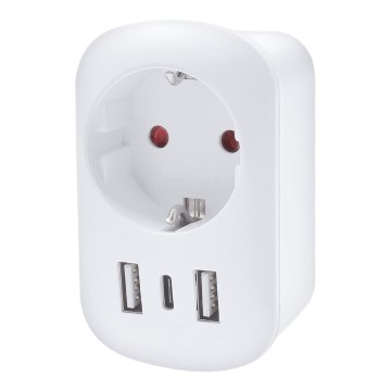 Adaptador de viaje para UK 230V con 2 puertos USB-A y 1 puerto USB-C