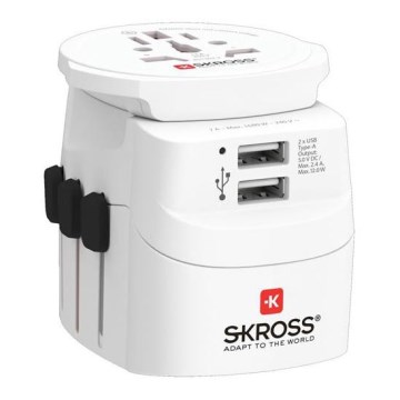Adaptador de viaje PRO Light USB 2A - Mundial, UK+USA+AUS/CN 2x USB-A 12W