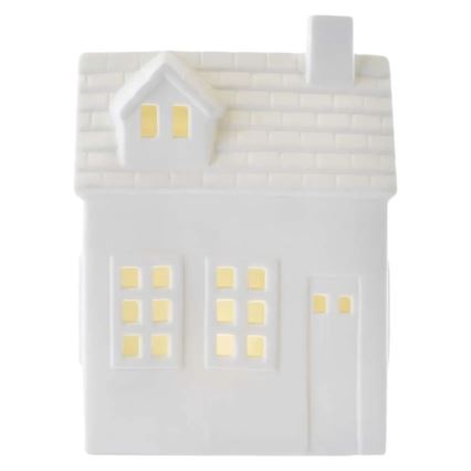 Adorno navideño LED — casita iluminada (LED/CR2032)