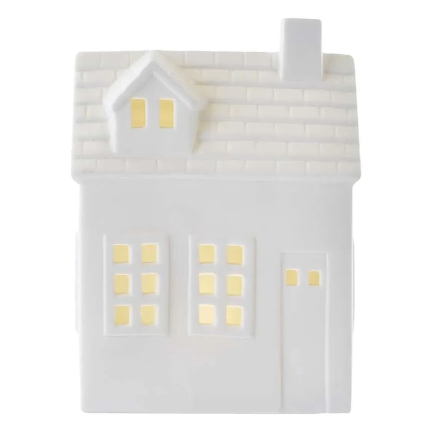 Adorno navideño LED — casita iluminada (LED/CR2032)