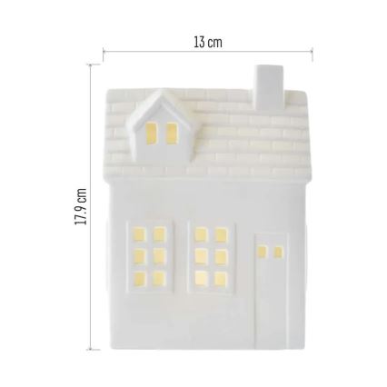 Adorno navideño LED — casita iluminada (LED/CR2032)