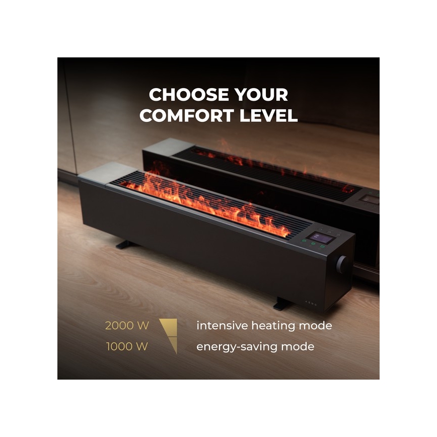 AENO - Calefactor eléctrico inteligente (resistencia/convector) 1000/2000W negro