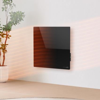 AENO - Panel calefactor infrarrojo eléctrico inteligente 500 W con temporizador y termostato, Wi-Fi, negro