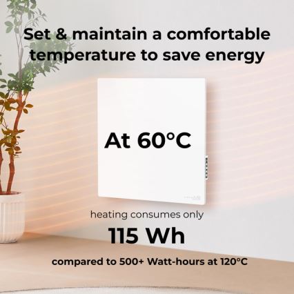 AENO - Panel infrarrojo eléctrico inteligente 500W temporizador/termostato Wi-Fi blanco