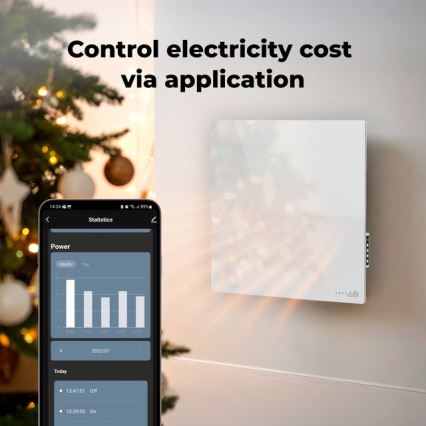 AENO - Panel infrarrojo eléctrico inteligente 500W temporizador/termostato Wi-Fi blanco
