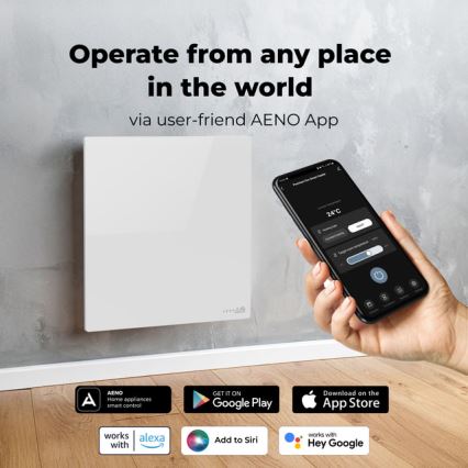 AENO - Panel infrarrojo eléctrico inteligente 500W temporizador/termostato Wi-Fi blanco