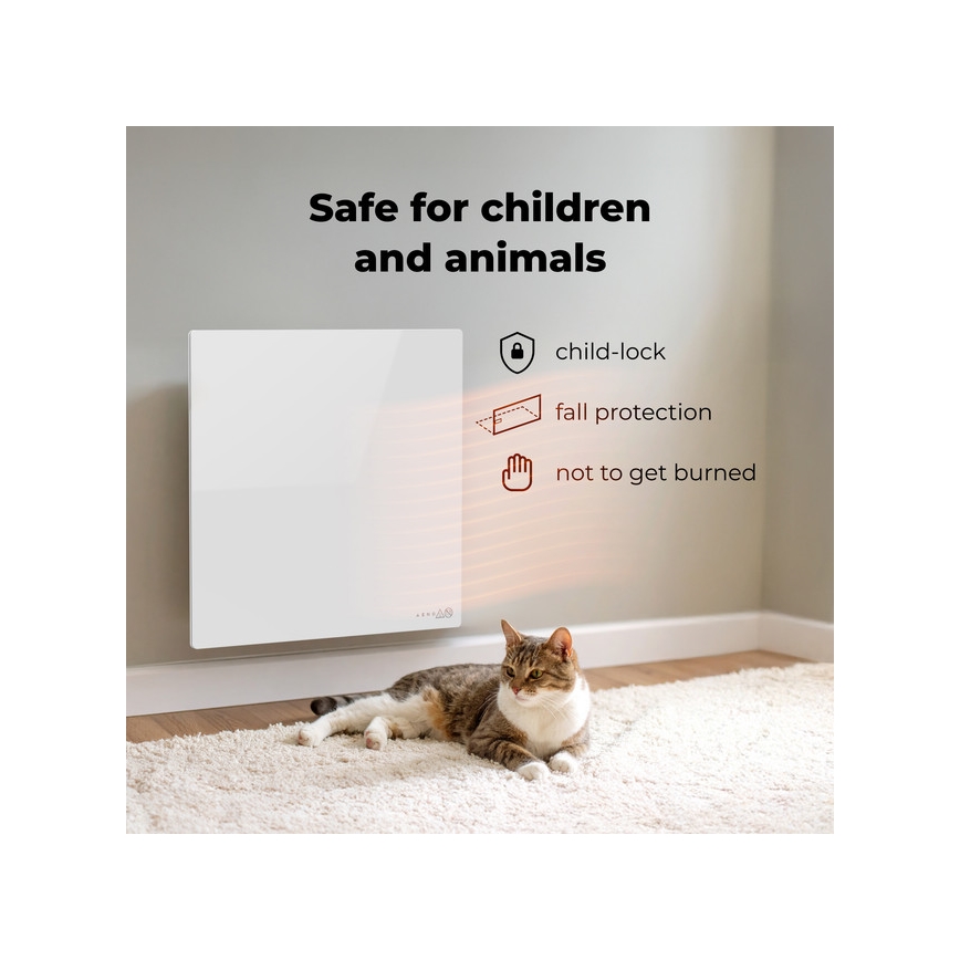 AENO - Panel infrarrojo eléctrico inteligente 500W temporizador/termostato Wi-Fi blanco