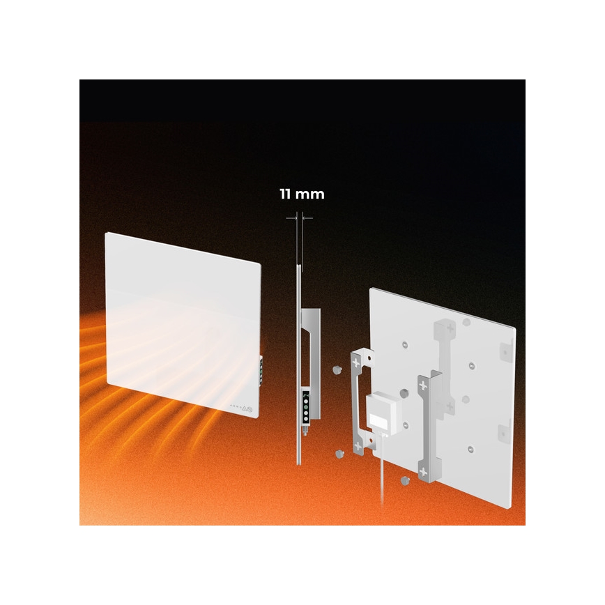 AENO - Panel infrarrojo eléctrico inteligente 500W temporizador/termostato Wi-Fi blanco