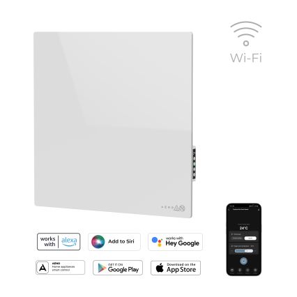 AENO - Panel infrarrojo eléctrico inteligente 500W temporizador/termostato Wi-Fi blanco