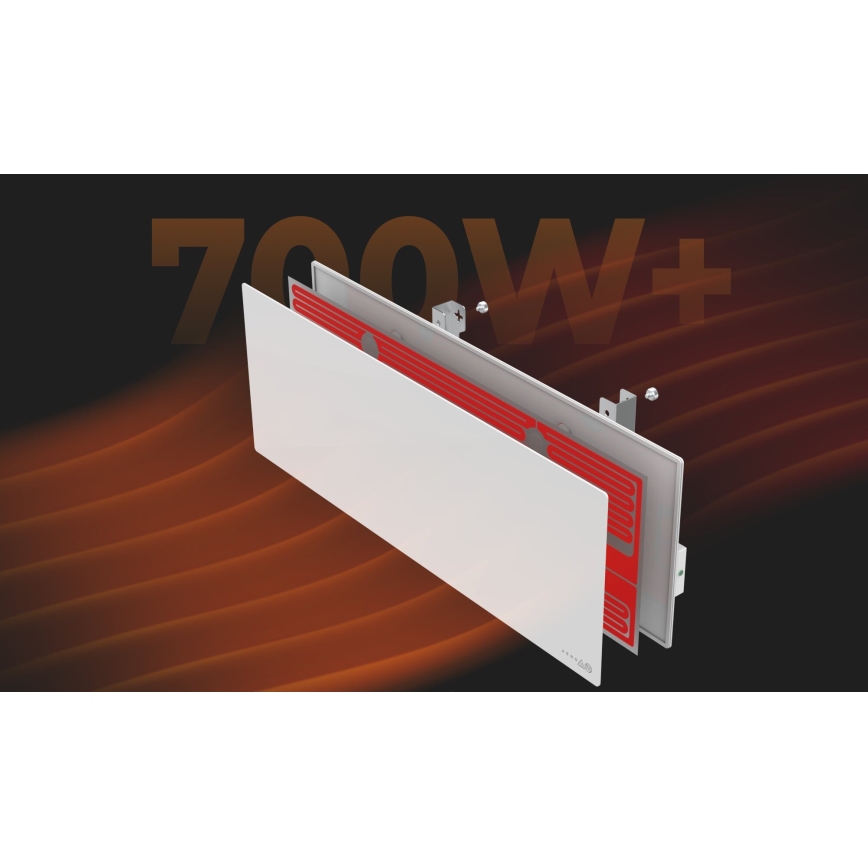 AENO - Panel infrarrojo eléctrico inteligente 700W con temporizador/termostato, IP44, Wi‑Fi, blanco