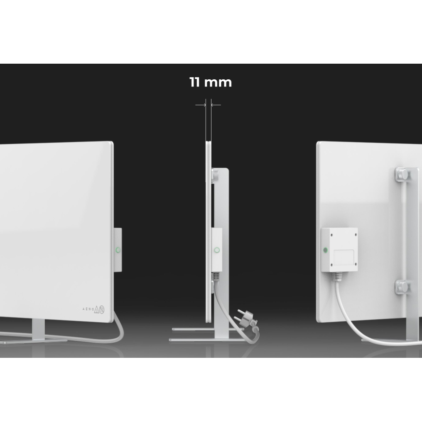 AENO - Panel infrarrojo eléctrico inteligente 700W con temporizador/termostato, IP44, Wi‑Fi, blanco