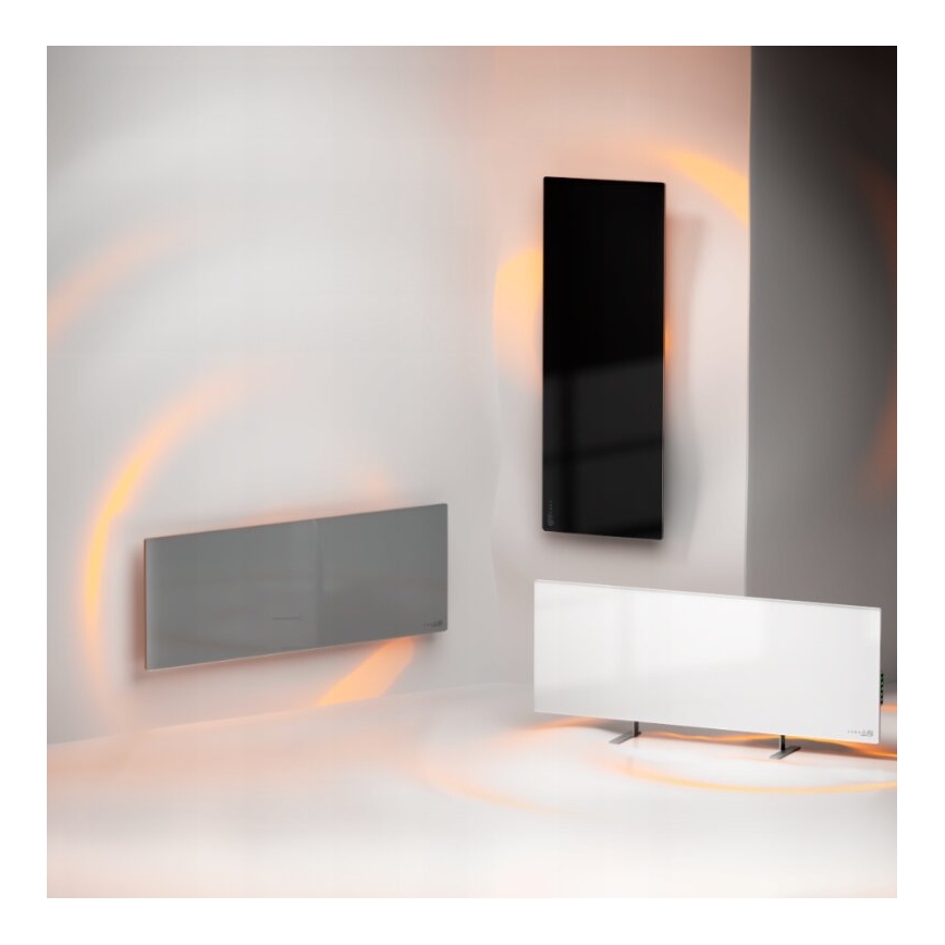 AENO - Panel infrarrojo eléctrico inteligente con LED mostrar 700W Temporizador/termostato IP44 Wi-fi gris