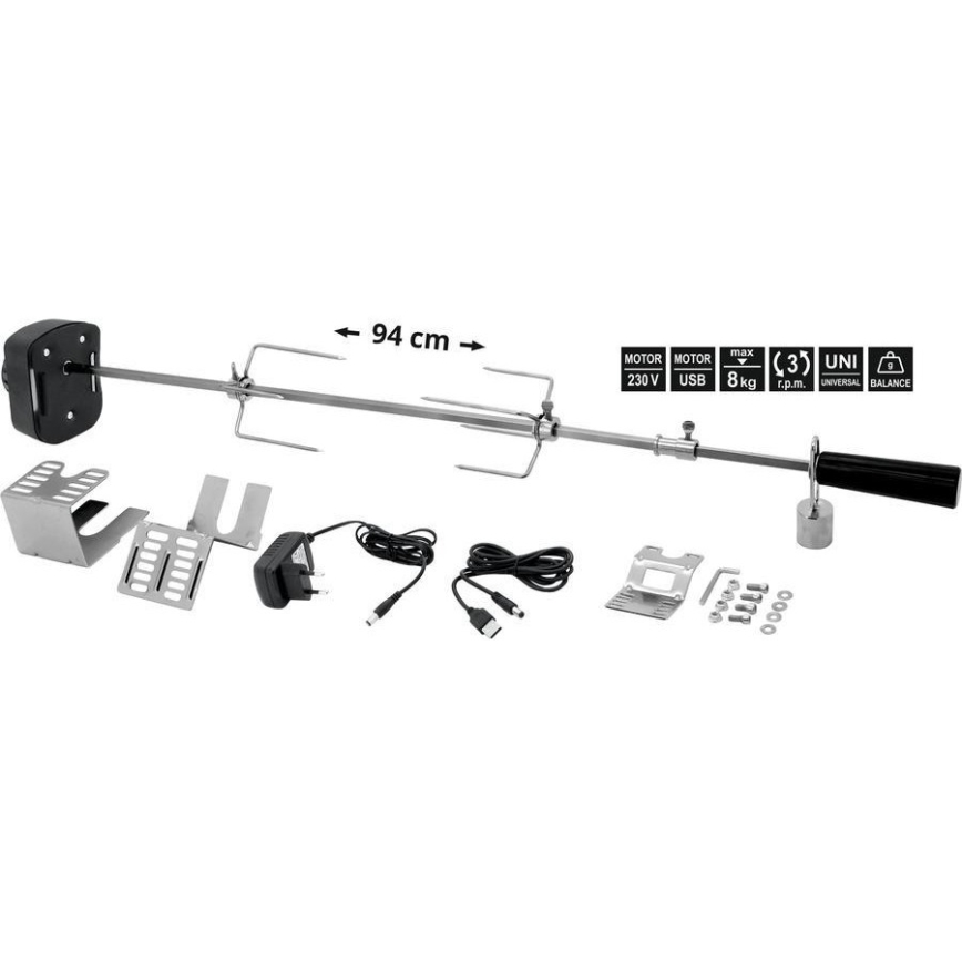 Aguja de barbacoa con motor 230V