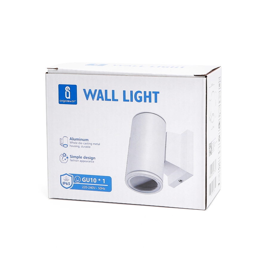 Aigostar - Aplique de exterior 1xGU10/230V blanco IP65 redondeado