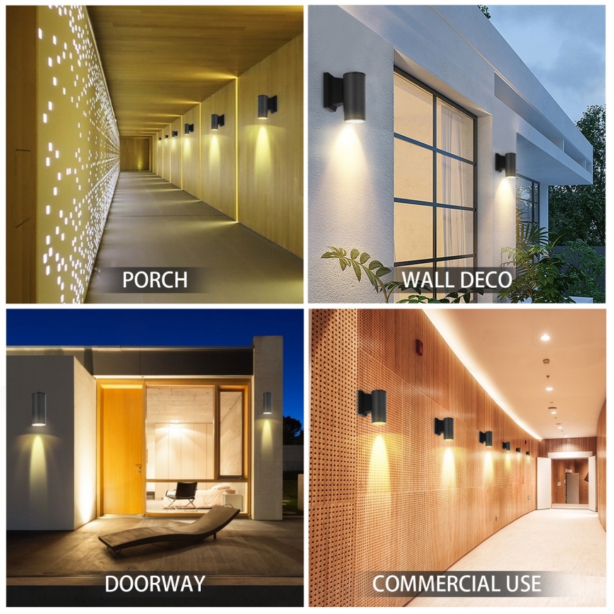 Aigostar - Aplique de exterior 1xGU10/230V negro IP65 redondeado