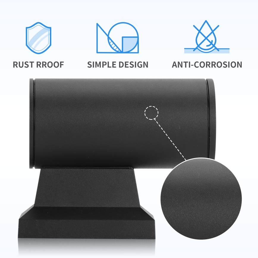 Aigostar - Aplique de exterior 1xGU10/230V negro IP65 redondeado