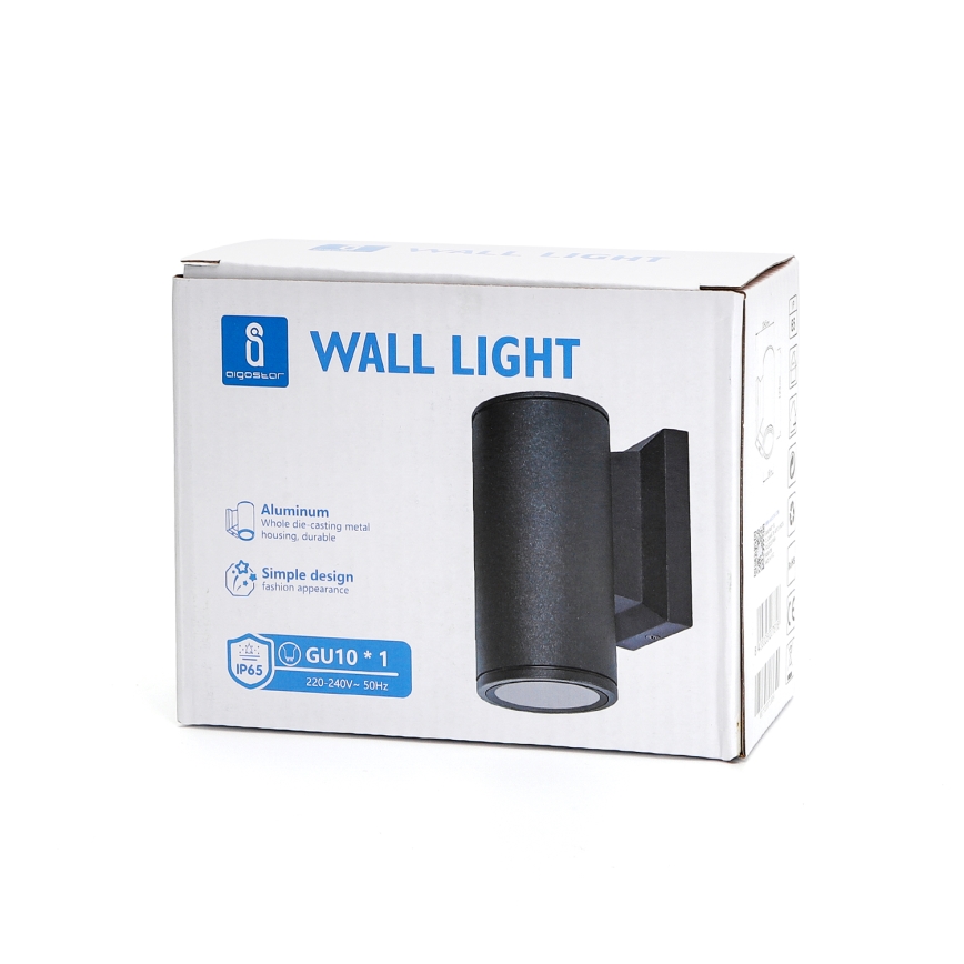 Aigostar - Aplique de exterior 1xGU10/230V negro IP65 redondeado