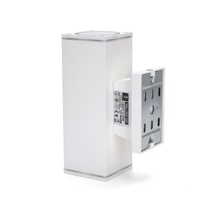 Aigostar - Aplique de exterior 2xGU10/230V blanco IP65 cuadrado