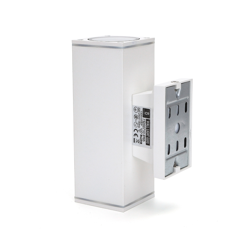 Aigostar - Aplique de exterior 2xGU10/230V blanco IP65 cuadrado