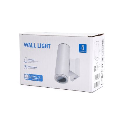 Aigostar - Aplique de exterior 2xGU10/230V blanco IP65 redondeado