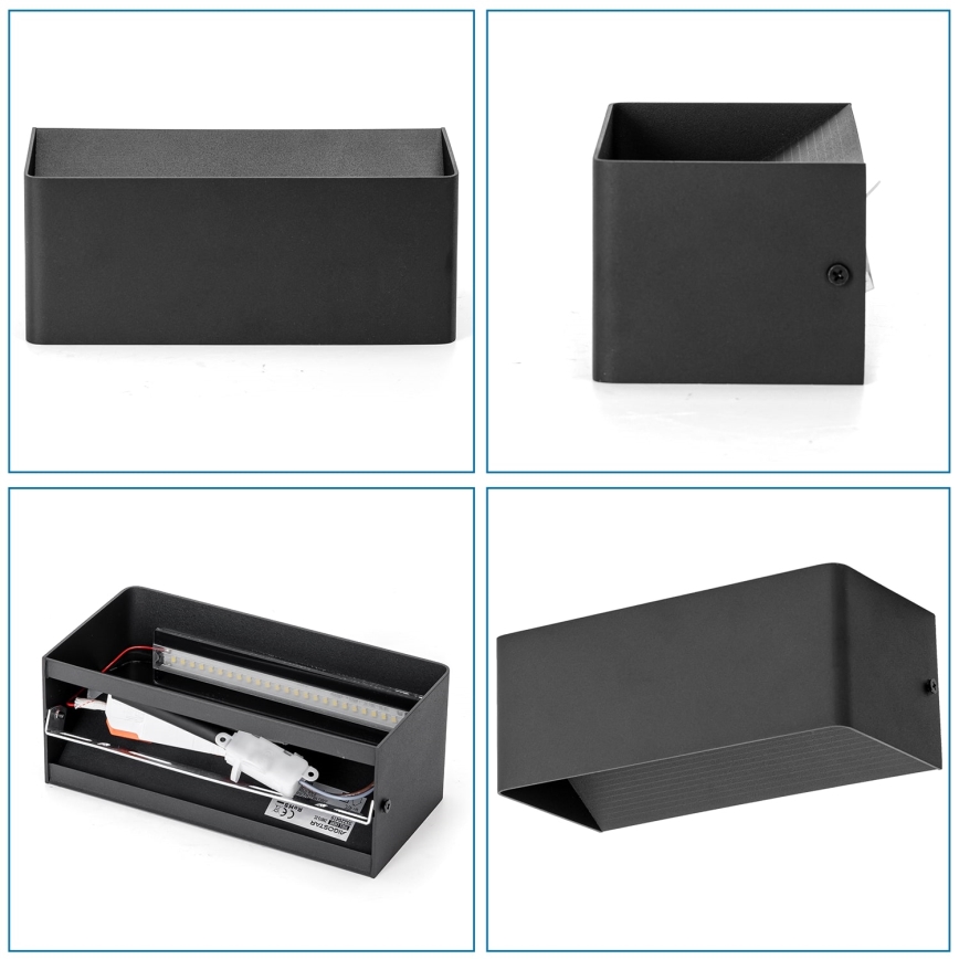 Aigostar - Aplique LED LED/12,5W/230V 20x10 cm negro