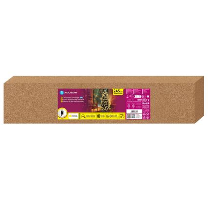 Aigostar - Árbol navideño LED para exterior, 245 LEDs / 8 funciones, 2,1 m, IP44, blanco cálido