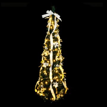 Aigostar - Árbol de Navidad LED de exterior 80xLED 1,2m IP44 blanco/dorado, luz de color blanco cálido