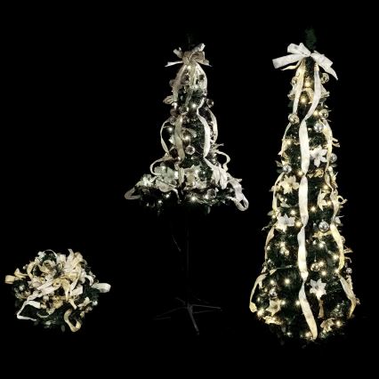 Aigostar - Árbol de Navidad LED para exterior 100 LEDs 1,5 m IP44 blanco/dorado, luz blanca fría