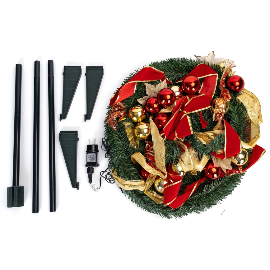 Aigostar - Árbol de Navidad LED para exterior, 100 LED, 1,5 m, IP44, rojo/dorado, blanco cálido