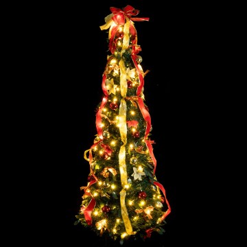 Aigostar - Árbol de Navidad LED para exterior 150xLED 1,8m IP44 rojo/dorado, blanco cálido