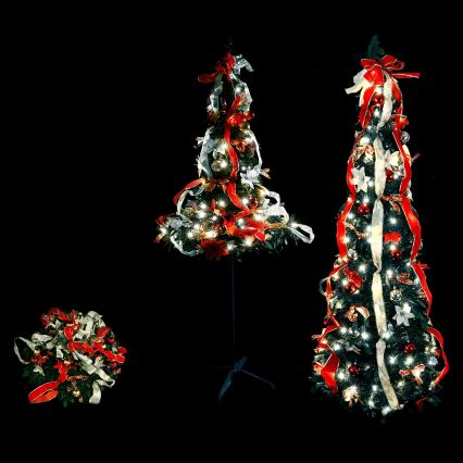 Aigostar - Árbol navideño LED para exterior, 150 LEDs, 1,8 m, IP44, rojo y blanco frío
