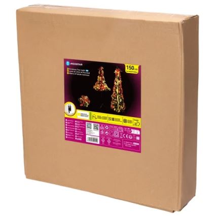 Aigostar - Árbol de Navidad LED para exterior 150xLED 1,8m IP44 rojo/dorado, blanco cálido