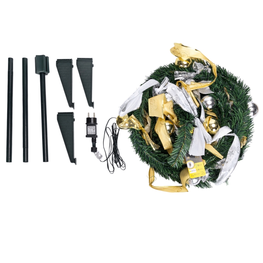 Aigostar - Árbol de Navidad LED para exterior 80xLED 1,2m IP44 blanco/dorado, luz blanca fría