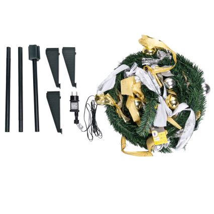 Aigostar - Árbol de Navidad LED de exterior 80xLED 1,2m IP44 blanco/dorado, luz de color blanco cálido