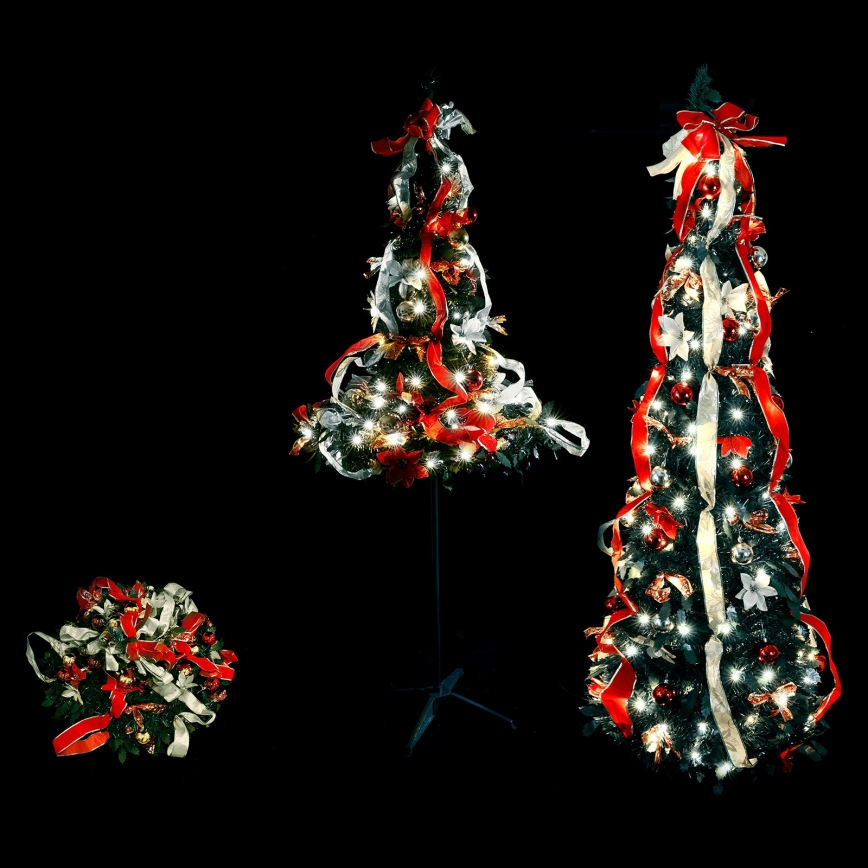 Aigostar - Árbol de Navidad LED para exterior 80 LEDs 1,2m IP44 rojo y blanco frío