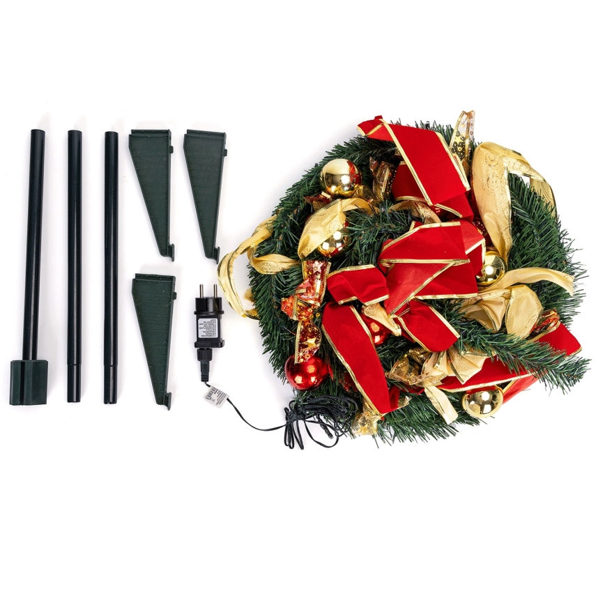 Aigostar - Árbol de Navidad LED para exterior 80 LEDs 1,2m IP44 rojo y blanco frío