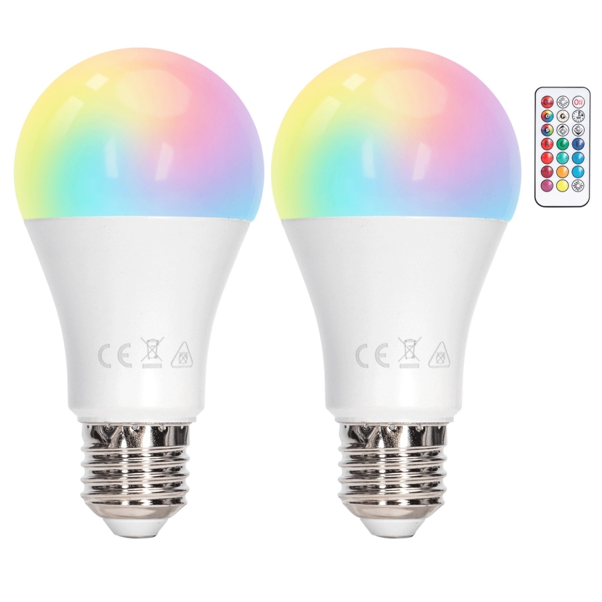 Aigostar - Bombilla LED RGBW regulable A60 E27/8W/230V 3000K + mando a distancia